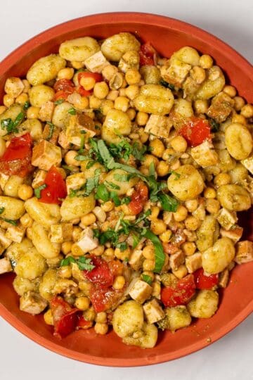 A large serving of Pesto Gnocchi.