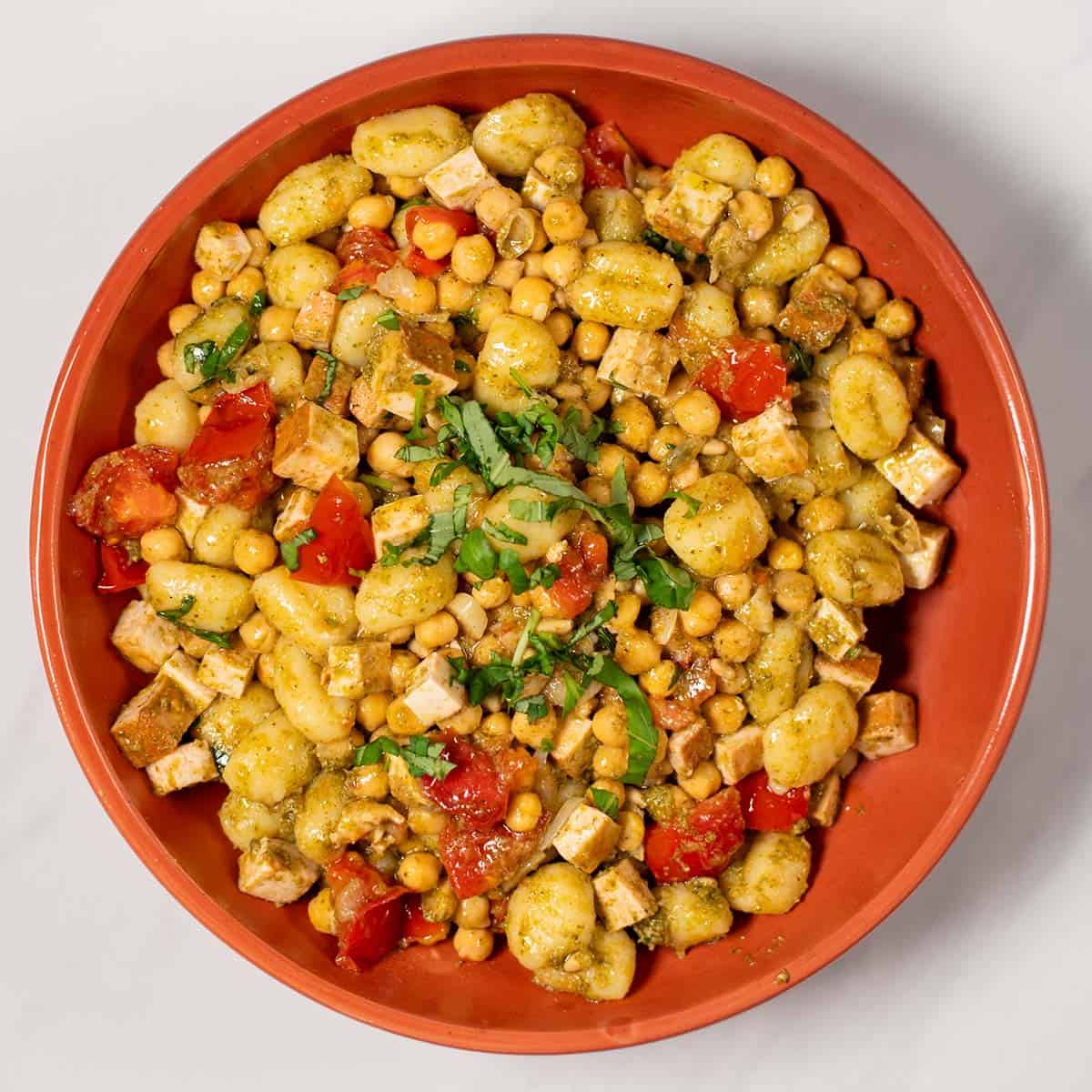 A large serving of Pesto Gnocchi.