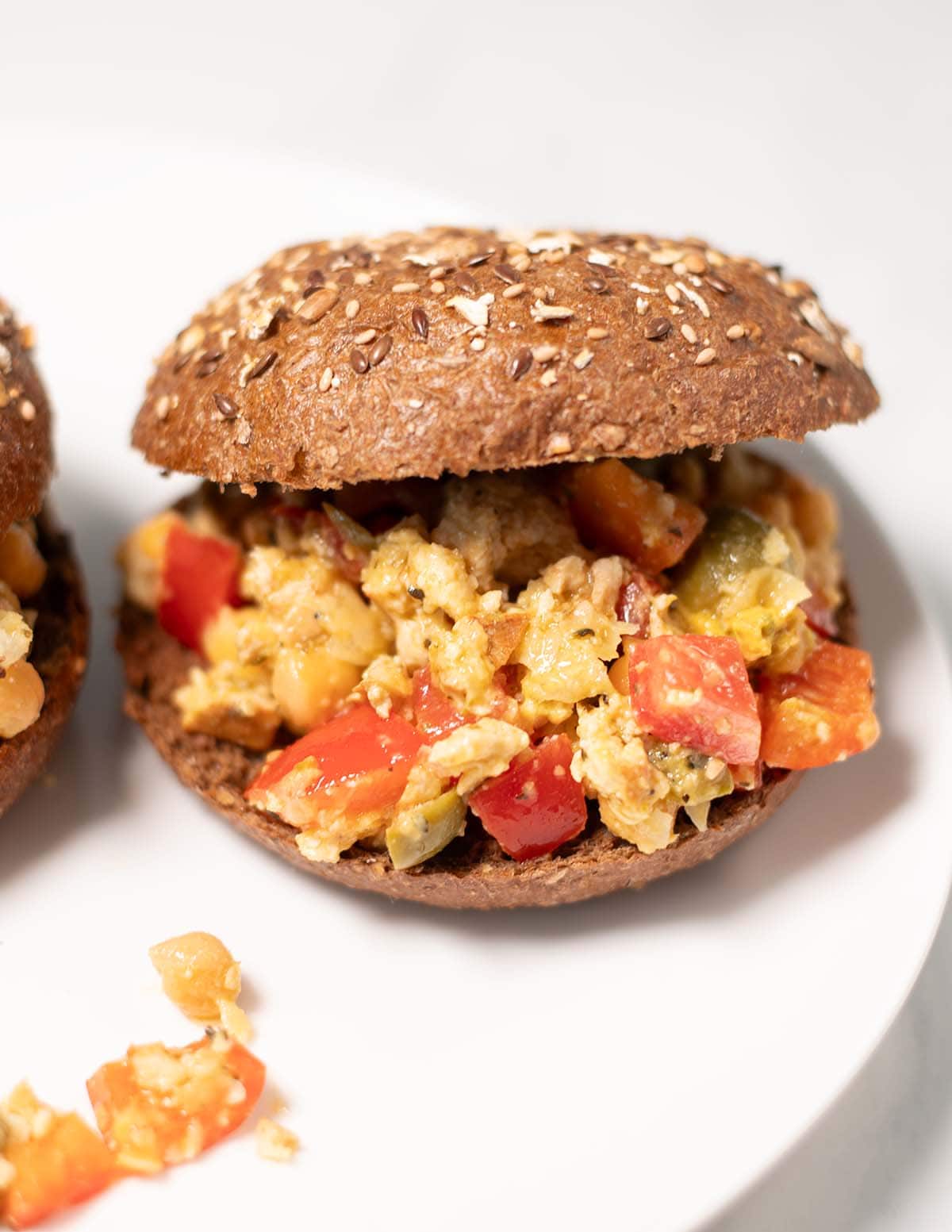 Closeup on a Chooped Salad Sandwich.