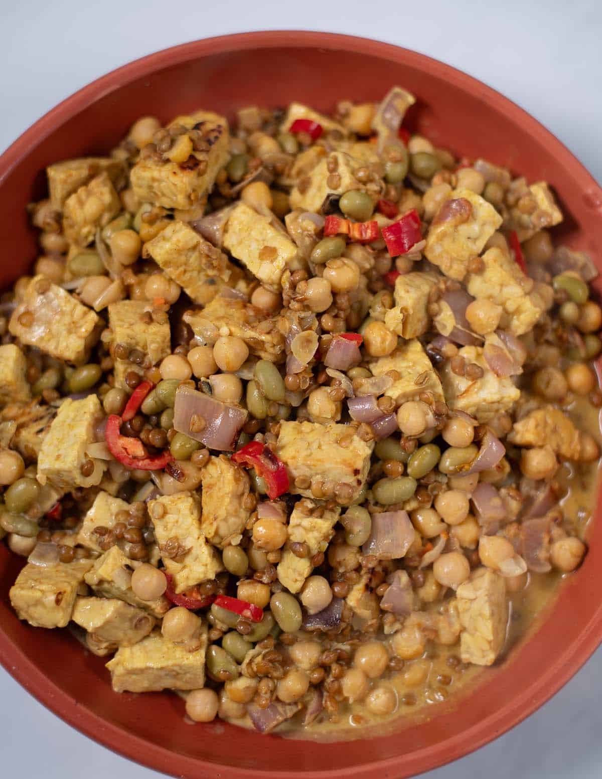 Closeup on a serving of High Protein Lentils.