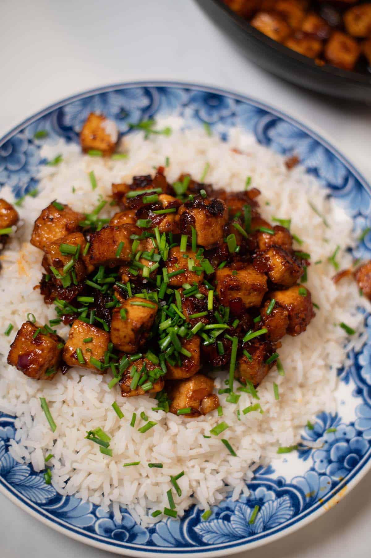 Fresh chives are used for Chipotle Tofu garnish.